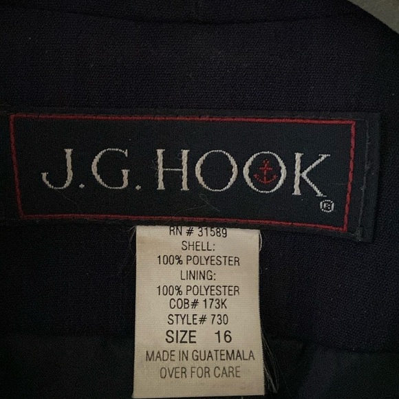 Vintage J.G. Hook Navy Blue Long Overcoat Tall Size 16 - Picture 4 of 4